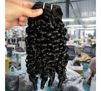 Burmese Curly Bundles Human Hair Extensions Paquetes De Cabello Humano Rizado Birmano Con Punta Rizada Elástica Sujetar Bien El Rizado Negro Natural 100g/PC 1 Bündel 14 Inch
