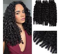 Burmese Curly Bundles Human Hair Extensions Paquetes De Cabello Humano Rizado Birmano Con Punta Rizada Elástica Sujetar Bien El Rizado Negro Natural 100g/PC 3 Bündel 22 22 22 Inch