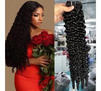 Burmese Curly Bundles Human Hair Extensions Paquetes De Cabello Humano Rizado Birmano Con Punta Rizada Elástica Sujetar Bien El Rizado Negro Natural 100g/PC 1 Bündel 20 Inch