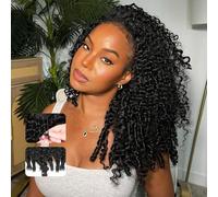 Burmese Curly Half Wig Human Hair Glueless Wig Media peluca rizada búlgara de cabello humano 3 IN 1 Half Wigs With Drawstring Seamless Clip Ins Flip Over 24INCH