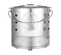 Burn Barrel, Stainless Steel Paper Burn Bucket with Carry Handle, Traditional Auspicious Barrel for Safely Burning Debris, Wood, Trash, Leaves, and Ancestor Money in Outdoor or Home Use