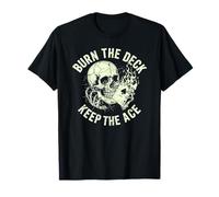 Burn The Deck Skull Poker - Ace of Spades Flame Art Camiseta