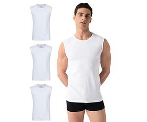 Burnell & Son Camisetas Interiores para Hombres, Conjunto de Tres Camisetas sin Mangas, Ropa Interior sin Mangas, Cuello Redondo, Lado Delgado y Camiseta de algodón Extra Larga y Ajustada