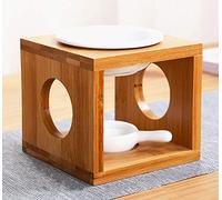 Burner de Aceite Esencial de cerámica de bambú, MINGJIANG Quemador de Aceite Esencial de cerámica de bambú, Cera fundida, humidificador de Yoga, aromaterapia, difusor para portavelas para decoración