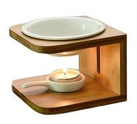 Burner de Aceite Esencial de cerámica de bambú, MINGJIANG Quemador de Aceite Esencial de cerámica de bambú, Cera fundida, humidificador de Yoga, aromaterapia, difusor para portavelas para decoración