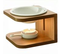 Burner de Aceite Esencial de cerámica de bambú, ROSEONE Quemador de Aceite Esencial de cerámica de bambú, Cera fundida, humidificador de Yoga, aromaterapia, difusor para portavelas para decoración