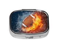 Burning American Football in Fire, pastillero con 2 compartimentos, organizador portátil