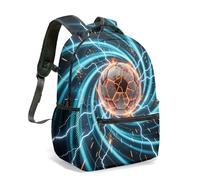 Burning Basketball - Mochila de 16 pulgadas con estampado completo para niños, mochila escolar con relámpago, color morado, mochila deportiva dinámica cósmica, 10, L, Casual
