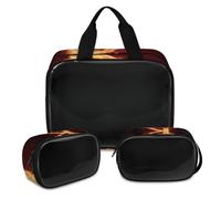 Burning Fire K - Bolsa de maquillaje para mujeres y hombres, bolsa de cosméticos translúcida K, bolsa de baño, bolsa de ducha, 3 piezas, organizador de cosméticos de viaje, color, XL, Neceser de