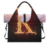 Burning Fire K - Bolsa deportiva con compartimento para zapatos, bolsa de fin de semana, bolsa de equipaje para gimnasio, yoga, viajes, color, L, Bolsa de viaje
