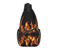Burning Flame Print Sling Backpack Crossbody Chest Bag Daypack para Viajes de Senderismo