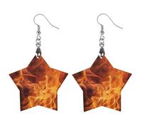 Burning Flames - Pendientes colgantes de madera para mujer, diseño de llamas ardientes, Love, Madera, Sin piedra preciosa
