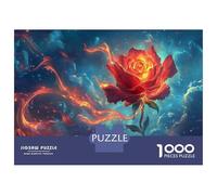 Burning Roses Puzzle Imposible,desafío for Adults Flame Universe Entretenimiento Creativo 1000 Piezas Obra De Arte De Juego De para Adultos Y Niños A Partir De 12 Años 52x38cm/1000pcs