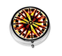 Burning Totem Un mini pastillero redondo con tres compartimentos para almacenar vitaminas, aceite de pescado y suplementos nutricionales.