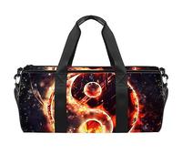 Burning Yin Yang Sign Pattern Sports Gym Bag Fitness Workout Duffel Bag Travel Bag Tote Bag Equipment Bag for Women Men, multicolor, 17.7x9x9 inch