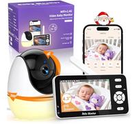 BURNNOVE 4.3" Camara Vigilancia Bebe, Vigilabebes con WiFi y App, Visión Nocturna Full HD 1080P, Alertas de Movimiento y Ruido, Seguimiento Automático, Zoom 4X, Voz Bidireccional, Sensor Temperatura