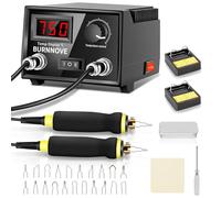 BURNNOVE Máquina de pirograbado 100W, 2 Bolígrafos, 21 Puntas de Alambre de Pirograbado, Doble Puerto, Kit Pirograbador de Madera Control de Temperatura Ajustable para Madera, Cuero, Grabado