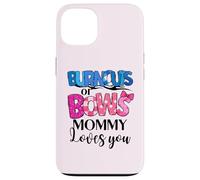Burnouts or Bows Mommy Loves You Baby Shower Revelación de género Carcasa para iPhone 13