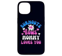 Burnouts or Bows Mommy Loves You Baby Shower Revelación de género Carcasa para iPhone 13