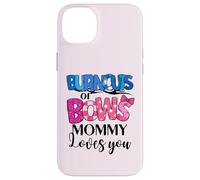 Burnouts or Bows Mommy Loves You Baby Shower Revelación de género Carcasa para iPhone 14 Plus