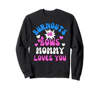 Burnouts or Bows Mommy Loves You Baby Shower Revelación de género Sudadera