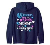 Burnouts or Bows Mommy Loves You Baby Shower Revelación de género Sudadera con Capucha