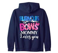 Burnouts or Bows Mommy Loves You Baby Shower Revelación de género Sudadera con Capucha