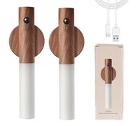 BURNTOP Luz nocturna con sensor de movimiento, portátil, funciona con pilas, extraíble, magnética, inalámbrica, para interiores, recargable, dormitorio, pasillo, escalera, detección automática (madera