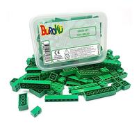 Buroku Green Set - Pack de 165 Ladrillos de construcción Verdes. Varios tamaños. Bricks de Juguete compatibles con Todas Las Marcas. Piezas Verdes Grandes.