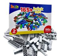 Buroku - Pack de 165 Piezas de Construcción Gris | Bricks de Juguete Compatible con Todas Las Marcas | Fomenta Creatividad e Imaginación | Varios Tamaños | Seguro y Sin Tóxicos | Ladrillos