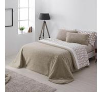 Burrito Blanco Colcha Edredón Borreguillo 100%Poliéster Cama 150-160 Laurel | Incluye Funda de Cojín | Reversible | Interior de Borreguito | Relleno 200 g/m² | No Necesita Planchado