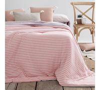 Burrito Blanco | Edredón de Punto Jersey Juvenil | Medidas 180x250 cm (+ Medidas Disponibles) con Relleno de Fibra Hueca 150 gr | Estampado a Rayas Rosas y Blancas | Edredón 252, Rosa