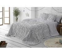 Burrito Blanco Edredón Nórdico Gris y Blanco | Edredón para Cama 135 | Edredón Borreguillo | Edredón Invierno con Tacto Suave | Colcha de Invierno | Diseño de Hojas