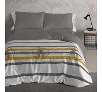 Burrito Blanco | Funda Nórdica Estampada Algodón/Poliéster Cama 135 Gris | Incluye Bajera y Funda de Almohada | 50% Algodón 50% Poliéster | 144 Hilos | Tacto Suave | Larga Duración