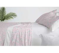 Burrito Blanco Juego de Sábanas 031 Floral y Moderno | para Cama de 150 cm | Juego de Sábana, Funda de Alhomada y Bajera Ajustable | Color Azul