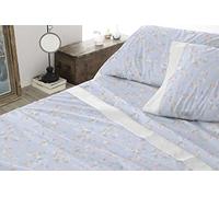 Burrito Blanco Juego de Sábanas 031 Floral y Moderno | para Cama Individual de 105 cm | Juego de Sábana, Funda de Alhomada y Bajera Ajustable | Color Azul