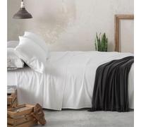Burrito Blanco | Juego de sábanas 100% Algodón Satén 300 Hilos | Cama 180 cm (+Medidas Disponibles)| 3 Piezas (Encimera, Funda Almohada y Bajera) | Atelier Casa Color Blanco 405 (180x190/200cm)