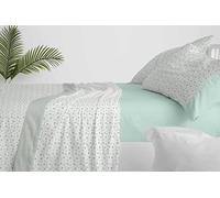 Burrito Blanco Juego de Sábanas 517 | para Cama Individual de 90 cm | Juego de Sábana, Funda de Alhomada y Bajera Ajustable | Color Verde