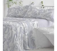 Burrito Blanco | Juego de Sábanas Algodón/Poliéster Cama 105 Azul grisaceo | 3 Piezas: Bajera, Encimera y Funda Almohada | 50% Algodón 50% Poliéster | 144 Hilos | Tacto Suave | Larga Duración