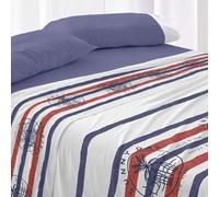 Burrito Blanco | Juego de Sábanas Algodón/Poliéster Cama 105 Azul Marino