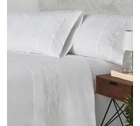 Burrito Blanco Juego de Sábanas Bordadas Algodón 200 Hilos Cama 180 Blanco