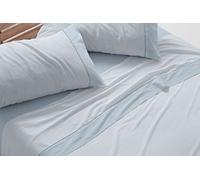 Burrito Blanco | Juego de sábanas,Cama de 105 cm (+ Medidas Disponibles) | Poliéster 50% Algodón 50% | Fácil Planchado | Diseño 297 Azul Claro