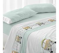 Burrito Blanco | Juego de sábanas | Cama de 105cm. (+Medidas Disponibles) | Diseño 107 | Color Menta (105x190/200cm.)