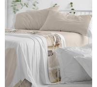 Burrito Blanco | Juego de sábanas | Cama de 105cm. (+Medidas Disponibles) | Diseño 138 | Color Arena (105x190/200cm.)