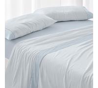 Burrito Blanco | Juego de sábanas,Cama de 120 cm (+ Medidas Disponibles) | Poliéster 50% Algodón 50% | Fácil Planchado | Diseño 297 Azul Claro