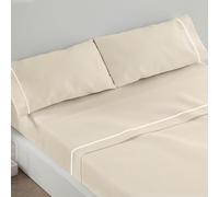 Burrito Blanco Juego de sábanas Lisas Claro de Luna 241 para Cama Individual de 120x190 cm hasta 120x200 cm Color Beige