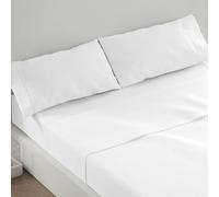Burrito Blanco | Juego de Sábanas |Mezcla de Algodón |para Cama Individual de 160 cm(+Medidas Disponibles) 4 piezas (Encimera, Dos Funda de Almohada y Sábana Bajera)| Blanco Natural 241(160x190/200cm)