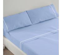Burrito Blanco | Juego de Sábanas | Mezcla de Algodón | para Cama Matrimonio de 135 cm(+Medidas Disponibles) |3 piezas (Encimera, Funda de Almohada y Sábana Bajera) | Color Celeste 241 (135x190/200cm)
