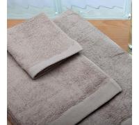 Burrito Blanco Juego de Toallas 3 Piezas | Toalla Bidet - Toalla 30x50cm | Toalla de Manos - Toalla 50x100cm | Toalla Ducha - Toalla 70x140cm | 100% Rizo Algodón | con Cenefa Jacquard | Color Piedra