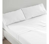 Burrito Blanco | Juego sábanas Color Blanco Ribete Gris 685 | para Cama de 200 cm (+ Medidas Disponibles) | Juego de sábanas 200 | Cama Doble 200